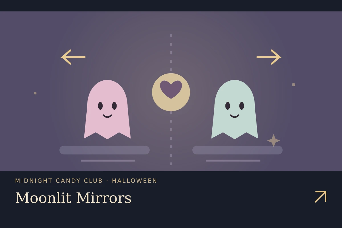 Moonlit Mirrors — Halloween Mirror Puzzle — original editorial illustration